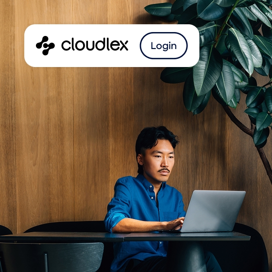 lawyer logging into cloudlex with laptop