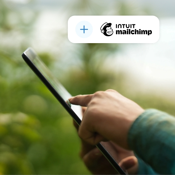 Adding mailchimp with tablet outdoor